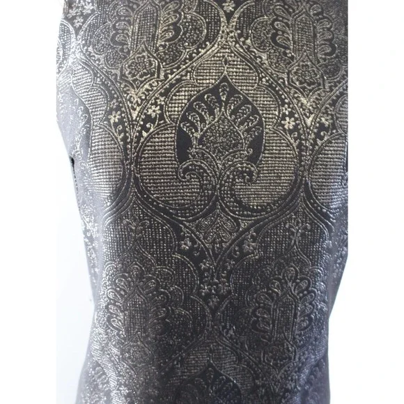 NWT J McLaughlin Zahara Black Champagne Jacquard Sheath Dress Size 2 Metallic - Picture 5 of 8